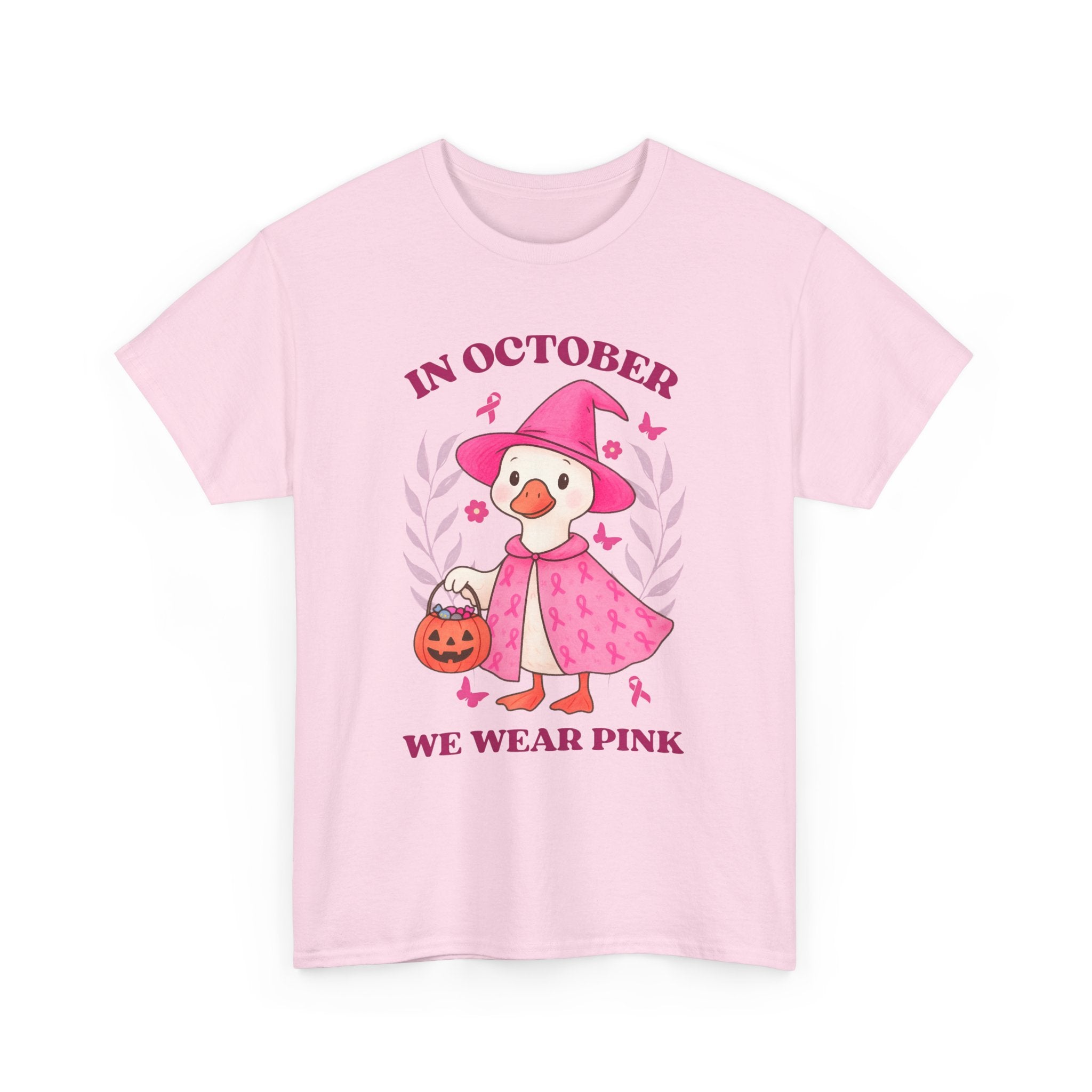 Breast Cancer Awareness Tee, Cute Pink Duck Shirt for October, Unisex Cotton T-Shirt, Awareness Month Apparel, Funny Halloween Outfit