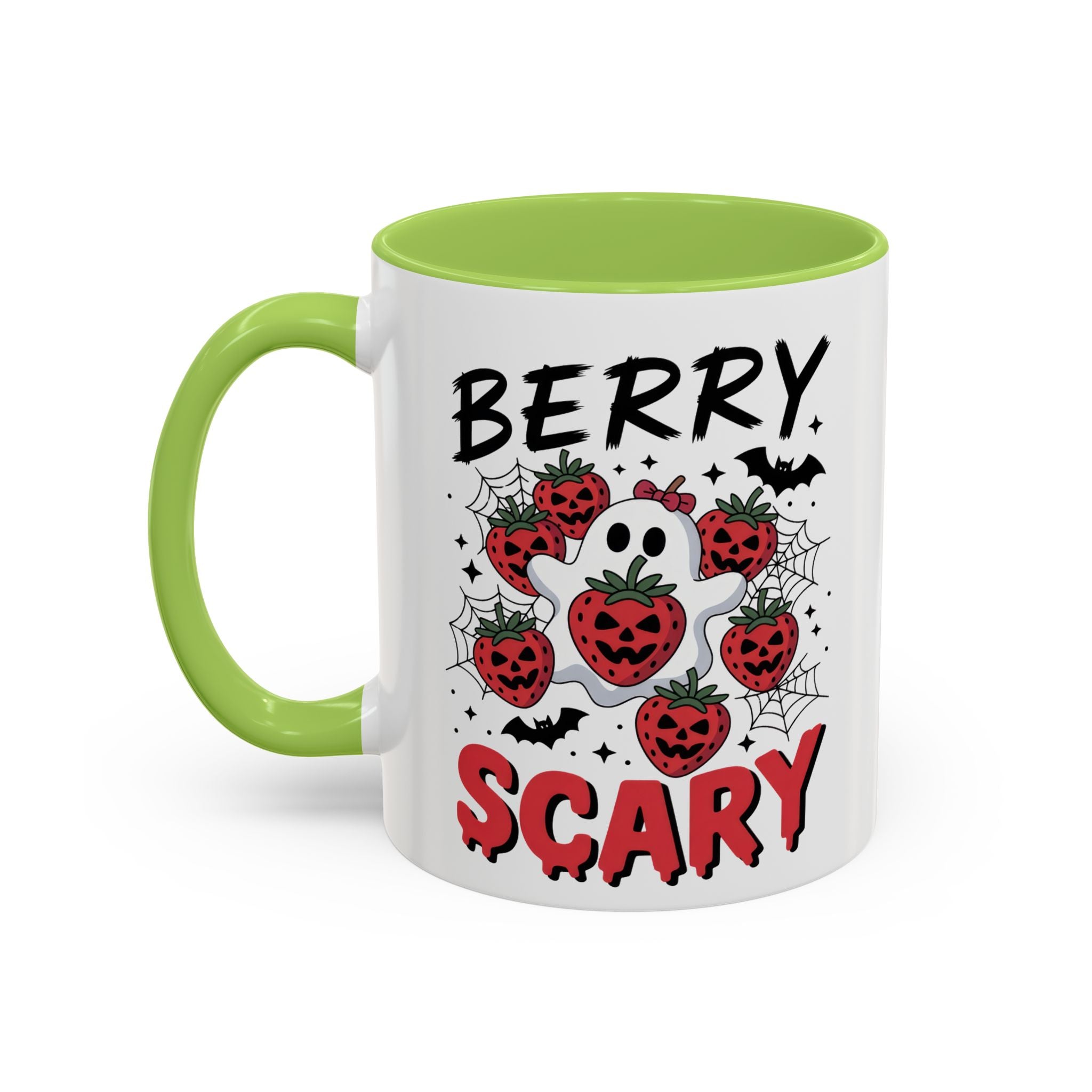Berry Scary Coffee Mug — Halloween Ghost & Jack‑o'-Lantern Strawberries (11/15 oz)