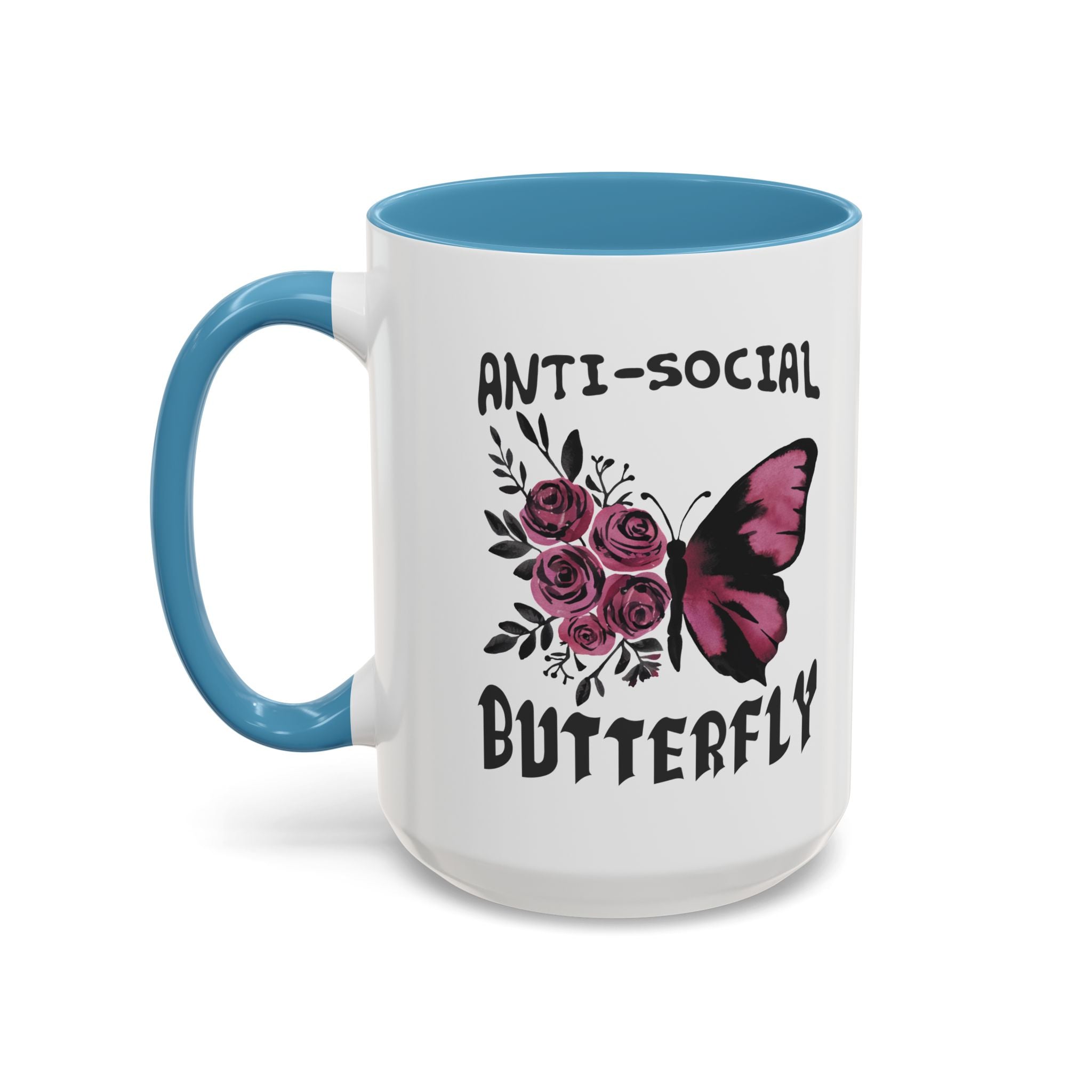 Anti-Social Butterfly Coffee Mug - Floral & Butterfly Design