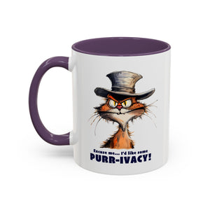 Funny Cat Coffee Mug - Purr-ivacy & Puppy Humor, Gifts for Cat Lovers, Home Office Accessories, Birthday, Pet Owner Mug