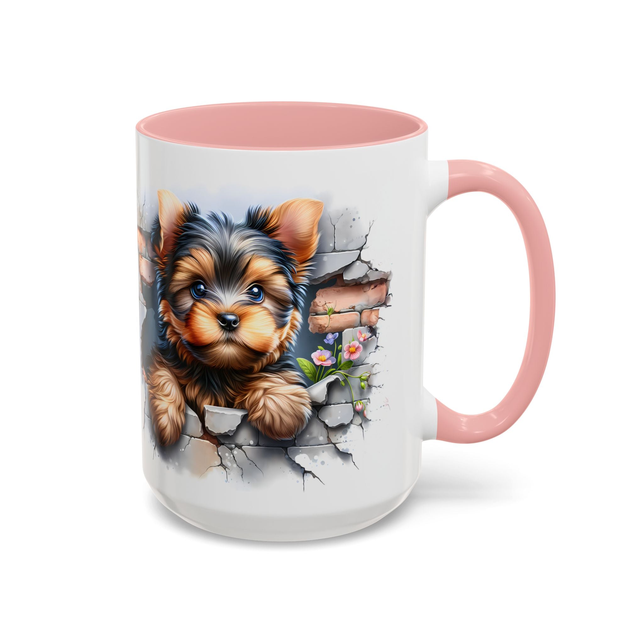 Cute Dog Peeking Coffee Mug, Pet Lover Gift, Yorkshire Terrier Mug, Animal Lover Coffee Cup, Dog-Themed Drinkware, Doggie Mug