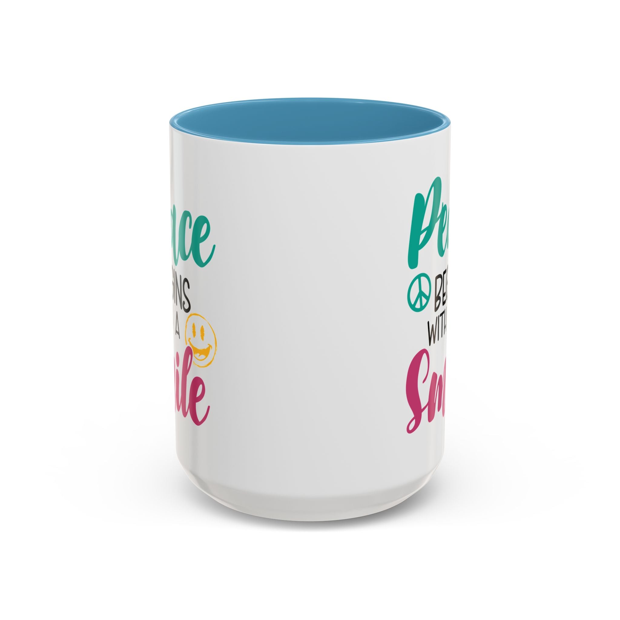 Inspirational Peace Coffee Mug - "Peace Begins with a Smile" - 11oz & 15oz