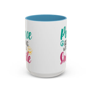 Inspirational Peace Coffee Mug - "Peace Begins with a Smile" - 11oz & 15oz