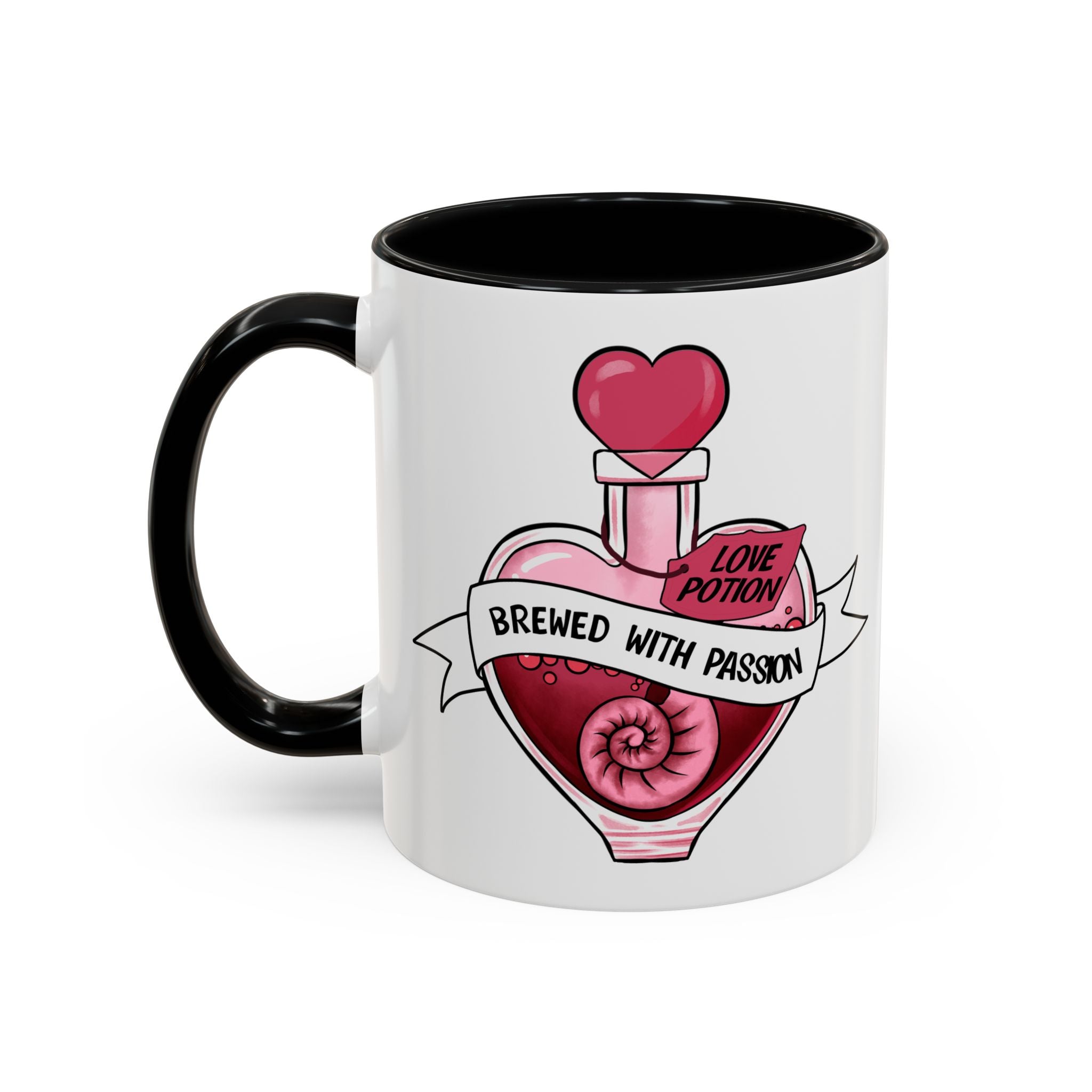 Coffee Mug - 'Brewed With Passion' Love Potion Accent Mug (11/15oz) anti valentine