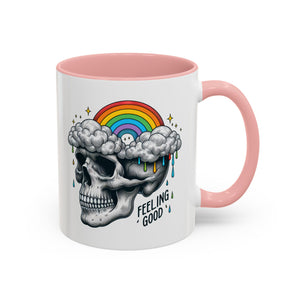 Skull Rainbow Coffee Mug, Unique Gift for Coffee Lovers, Halloween Decor, Daily Motivation Mug, Fun Skull Design