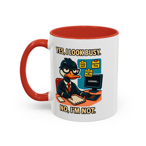 Busy Duck Coffee Mug, Humorous Office Mug, Cute Animal Mug Gift, Quirky Work Mug, Funny Gift for Coworkers
