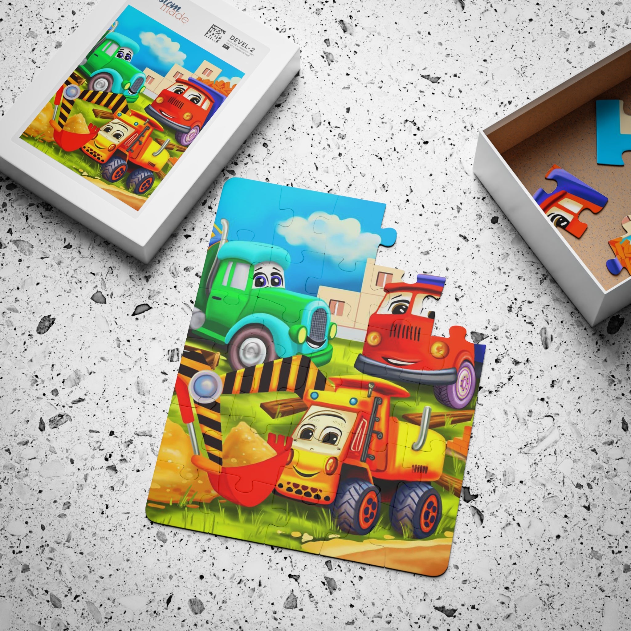 Kids' Construction Vehicles Puzzle - Fun Learning Toy for Preschoolers, Educational Games, Gift for Birthday, Travel Activities