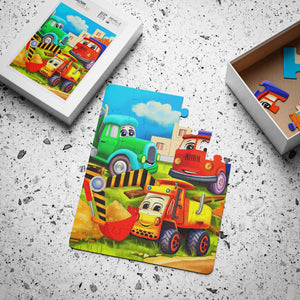 Kids' Construction Vehicles Puzzle - Fun Learning Toy for Preschoolers, Educational Games, Gift for Birthday, Travel Activities