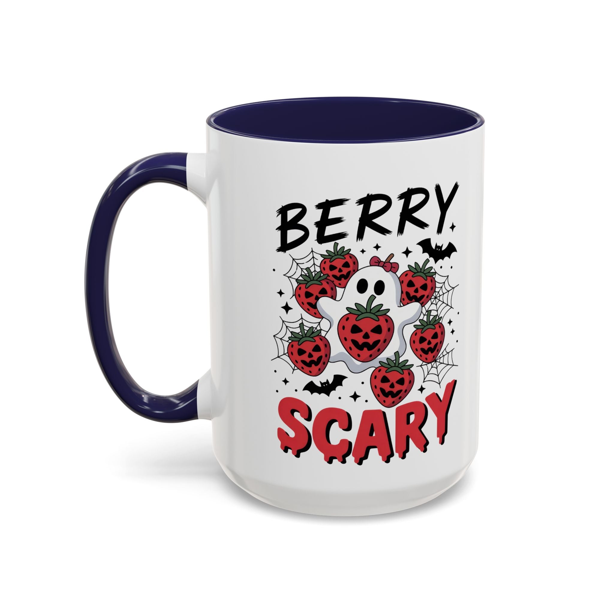 Berry Scary Coffee Mug — Halloween Ghost & Jack‑o'-Lantern Strawberries (11/15 oz)