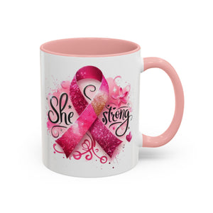 Empowering Pink Ribbon Coffee Mug - Gift for Survivors, Breast Cancer Awareness, Motivational Mug, Inspirational Drinkware, Self-Care Gift