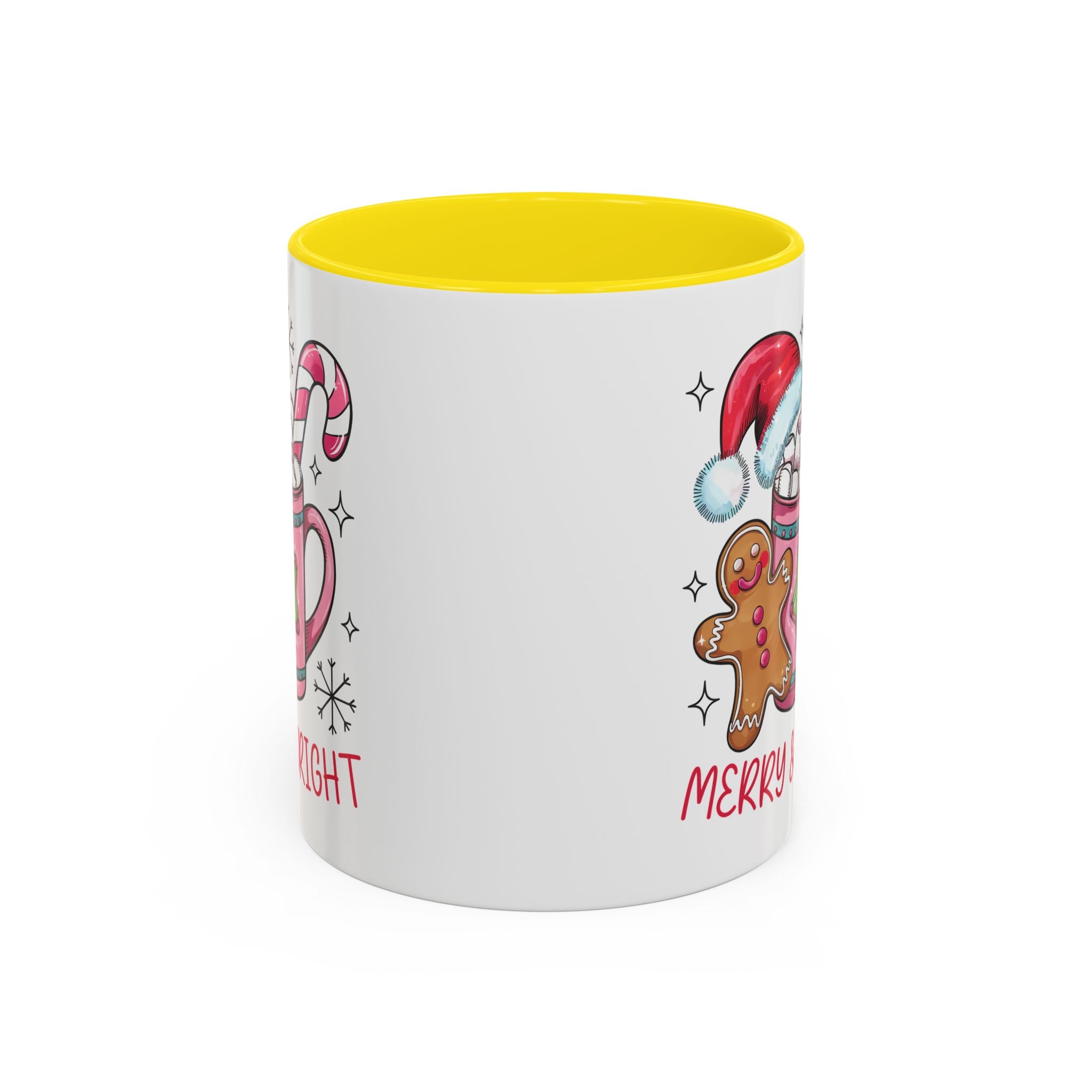 Festive Gingerbread Coffee Mug, Christmas Gift, Holiday Coffee Cup, Merry & Bright Mug, Winter Mug, Hot Chocolate Holder