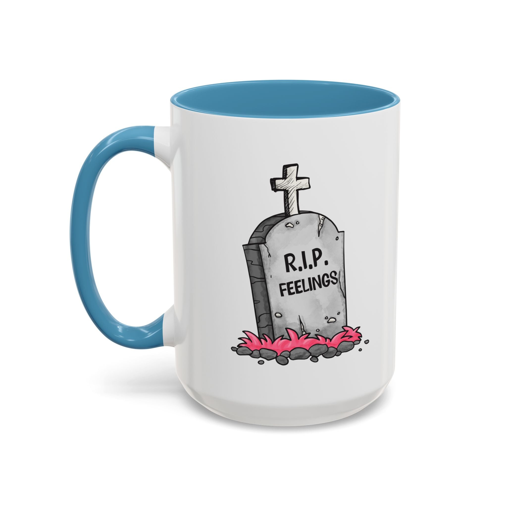 Coffee Mug — RIP Feelings Tombstone Accent Mug anti valentine