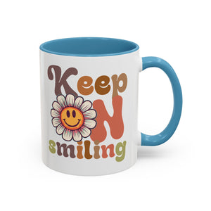 Keep Smiling Floral Coffee Mug - Cheerful 11 & 15oz Accent Mug for Daily Motivation
