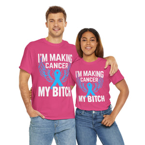 Angel Wings cancer Awareness Tee, Unisex Cotton Shirt for Support, Gift for Advocates, Fundraising Event Wear, Blue Ribbon Merchandise