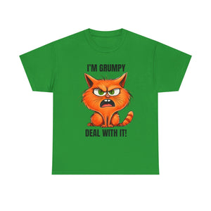 Grumpy Cat Tee: Unisex Heavy Cotton Shirt, Funny Cat Lovers Gift, Casual Wear, Birthday, Humor Apparel