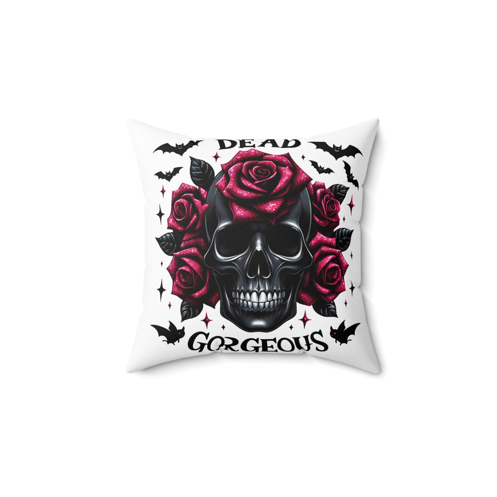 Skull & Roses Pillow — "Dead Gorgeous" Gothic Decorative Throw Pillow