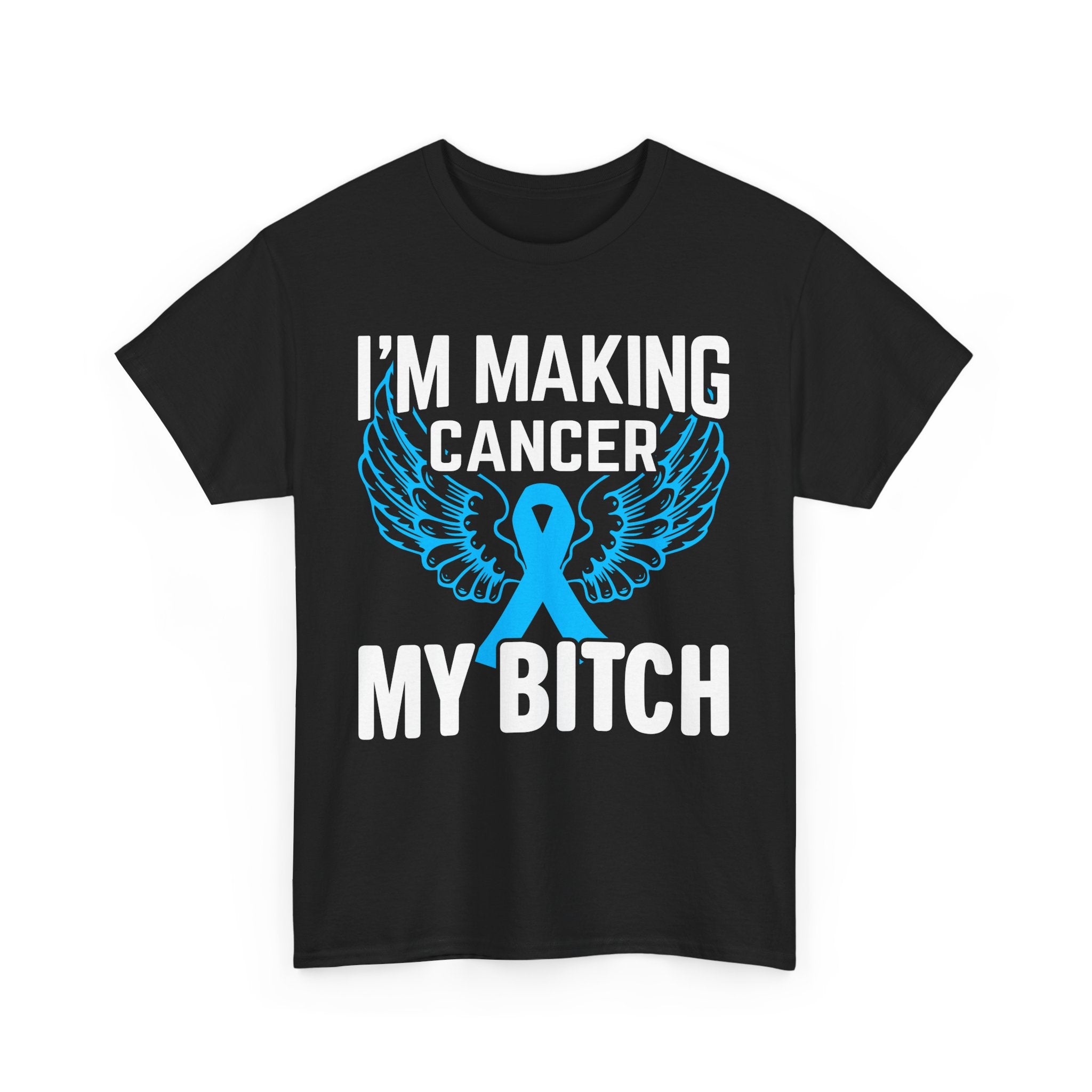 Angel Wings cancer Awareness Tee, Unisex Cotton Shirt for Support, Gift for Advocates, Fundraising Event Wear, Blue Ribbon Merchandise
