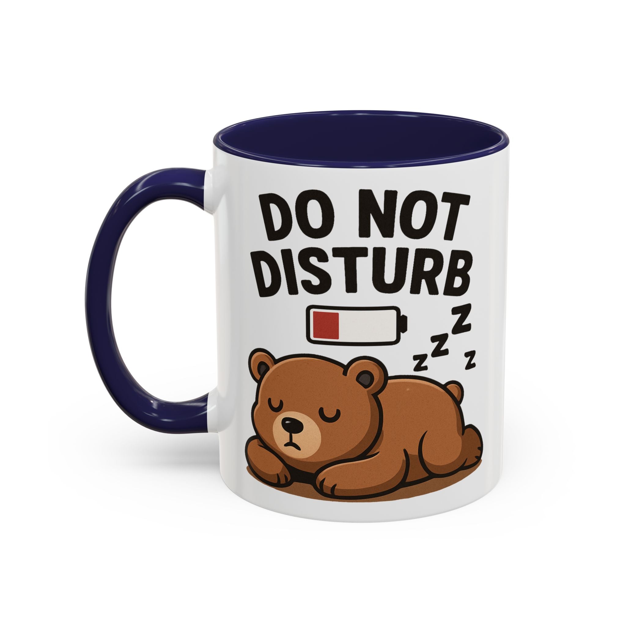 Do Not Disturb Bear Coffee Mug – Low Battery Cute Sleeping Bear Accent Mug (11/15oz)