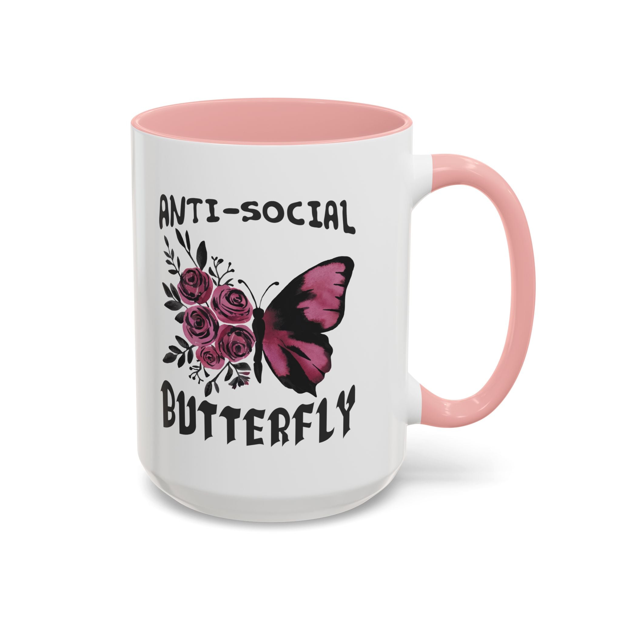 Anti-Social Butterfly Coffee Mug - Floral & Butterfly Design