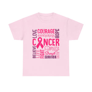Cancer Awareness Unisex Tee, Support Cancer Fighters, Fight Against Cancer, Gift for Survivors, Hope & Love T-Shirt