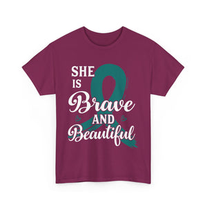 Empowering Brave & Beautiful Tee, Inspirational T-Shirt, Unisex Awareness Shirt, Gift for Support, Cancer Awareness Tee, Confidence T-Shirt