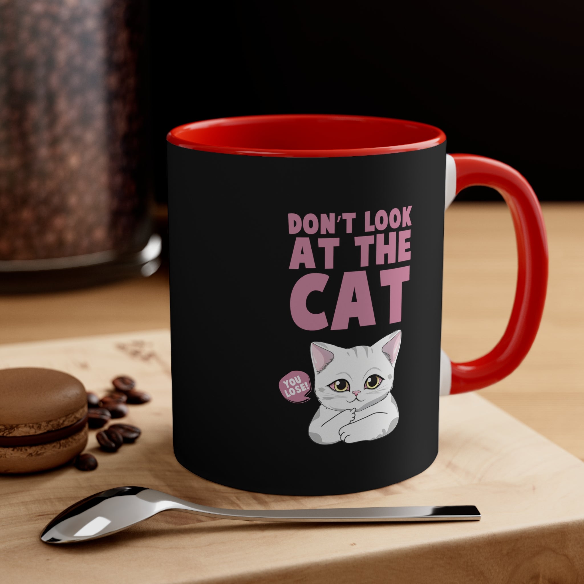 funny don't look at the cat Accent Coffee Mug, 11oz animal lovers gift