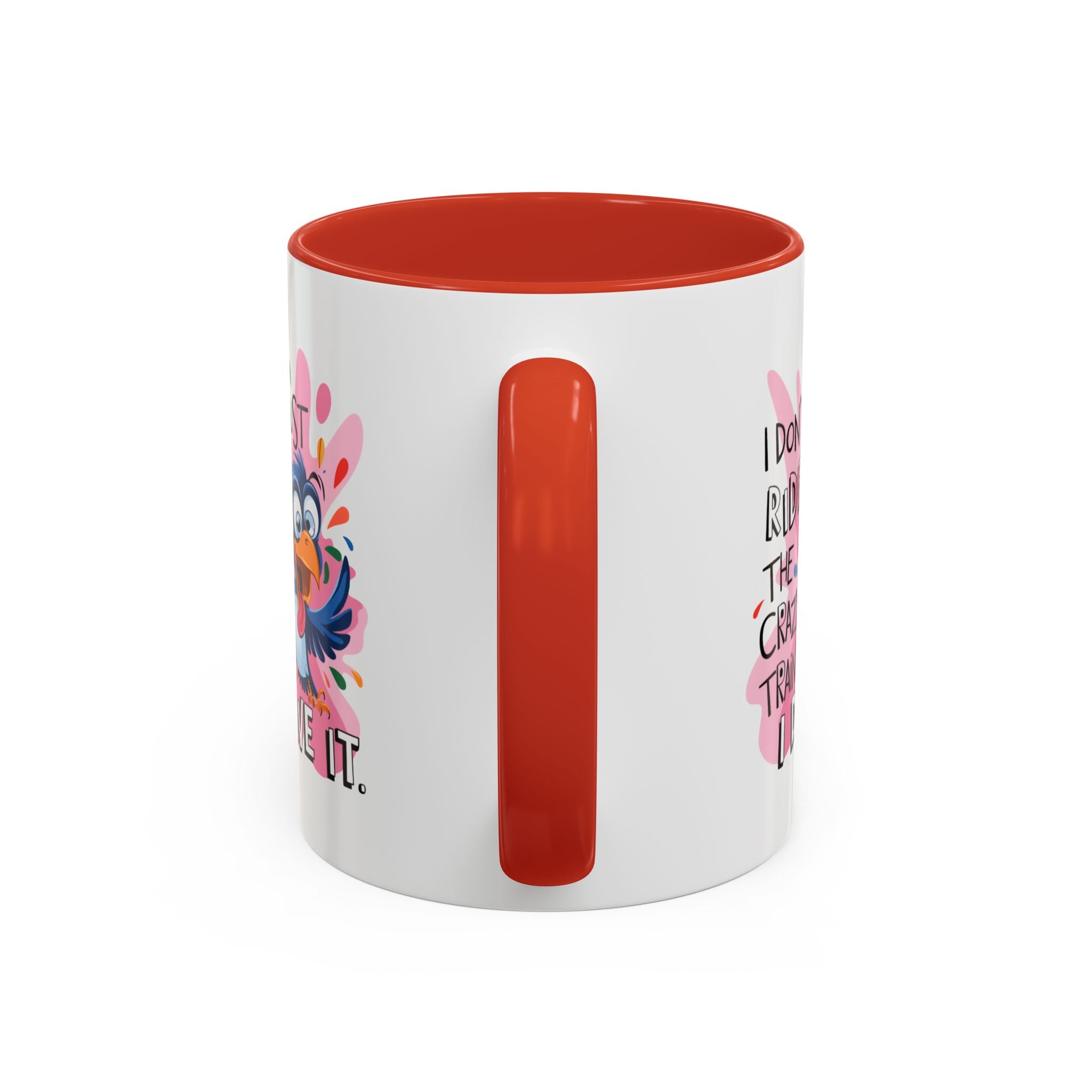 Funny attitude Travel Mug - "I Don't Just Ride the Crazy Train, I Drive It" - Colorful Bird Design