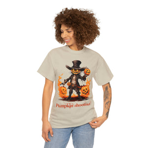 Halloween t shirt pumpkin western style shootout funny fall fun scary stocking stuffer for whole family  cotton tee