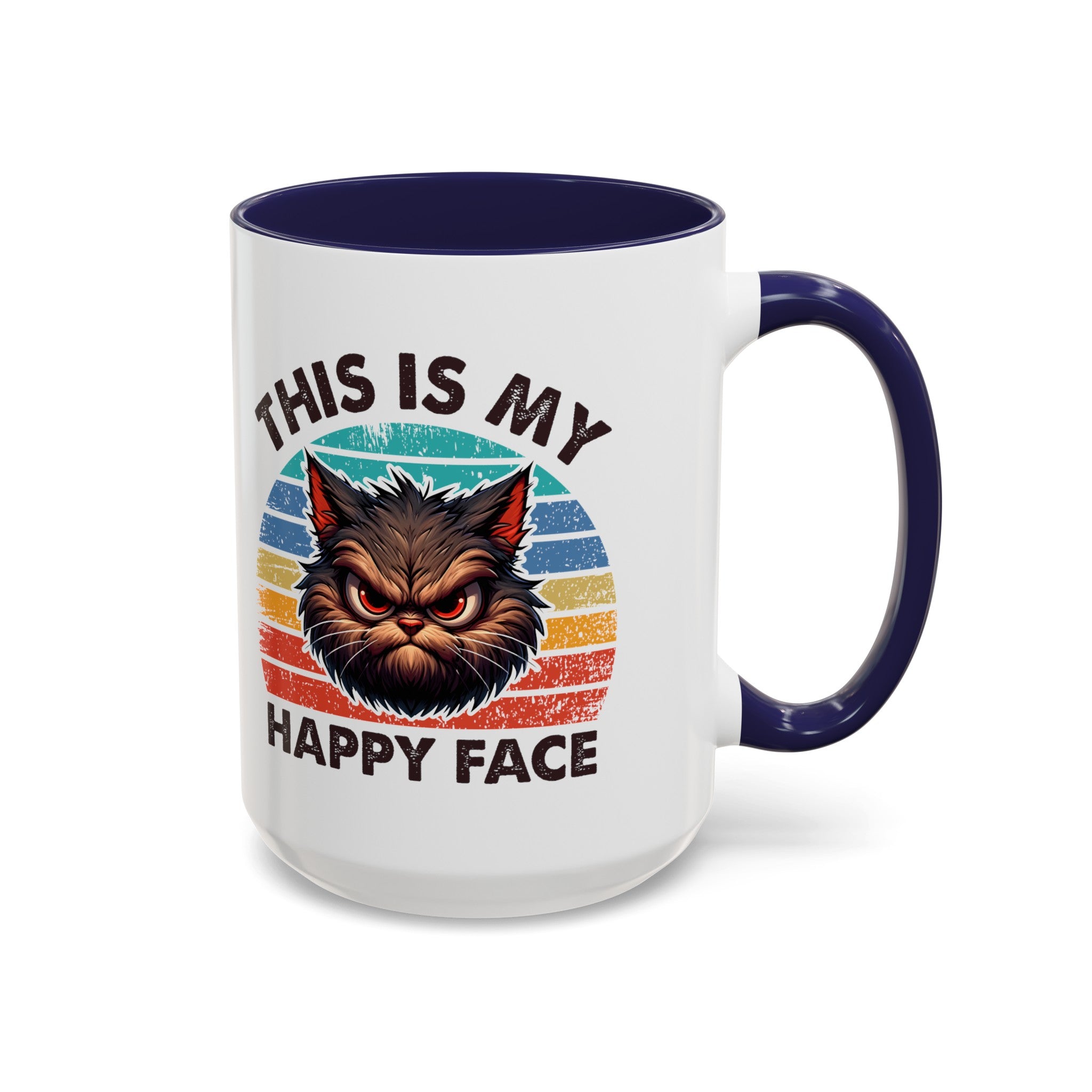 grumpy cat this is my happy face Accent Coffee Mug (11, 15oz) by the x m world