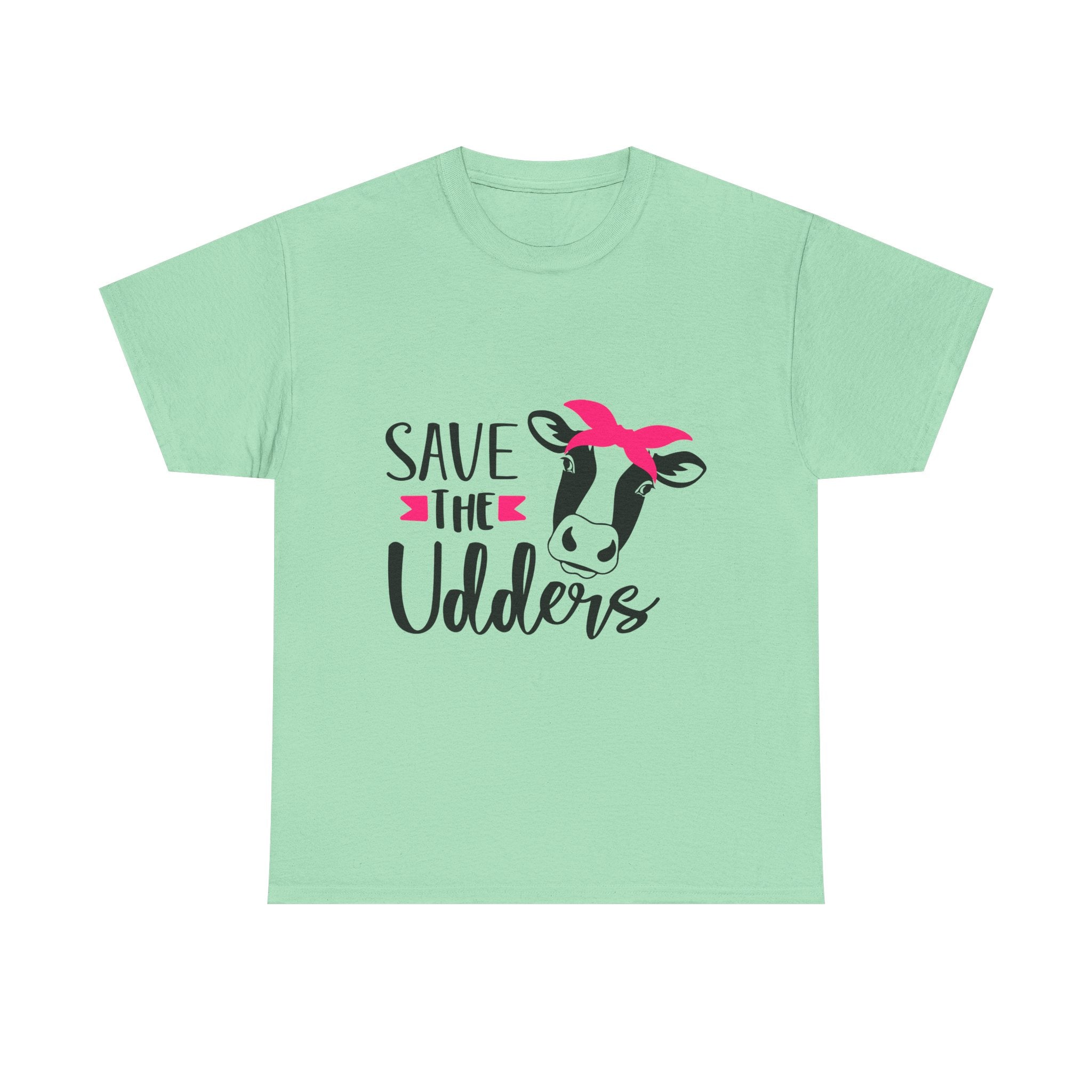 cancer awareness Save the Udders Unisex Heavy Cotton Tee, Fun Cow Tee,  Animal Lover Gift, Casual Tee, Eco-Friendly Apparel