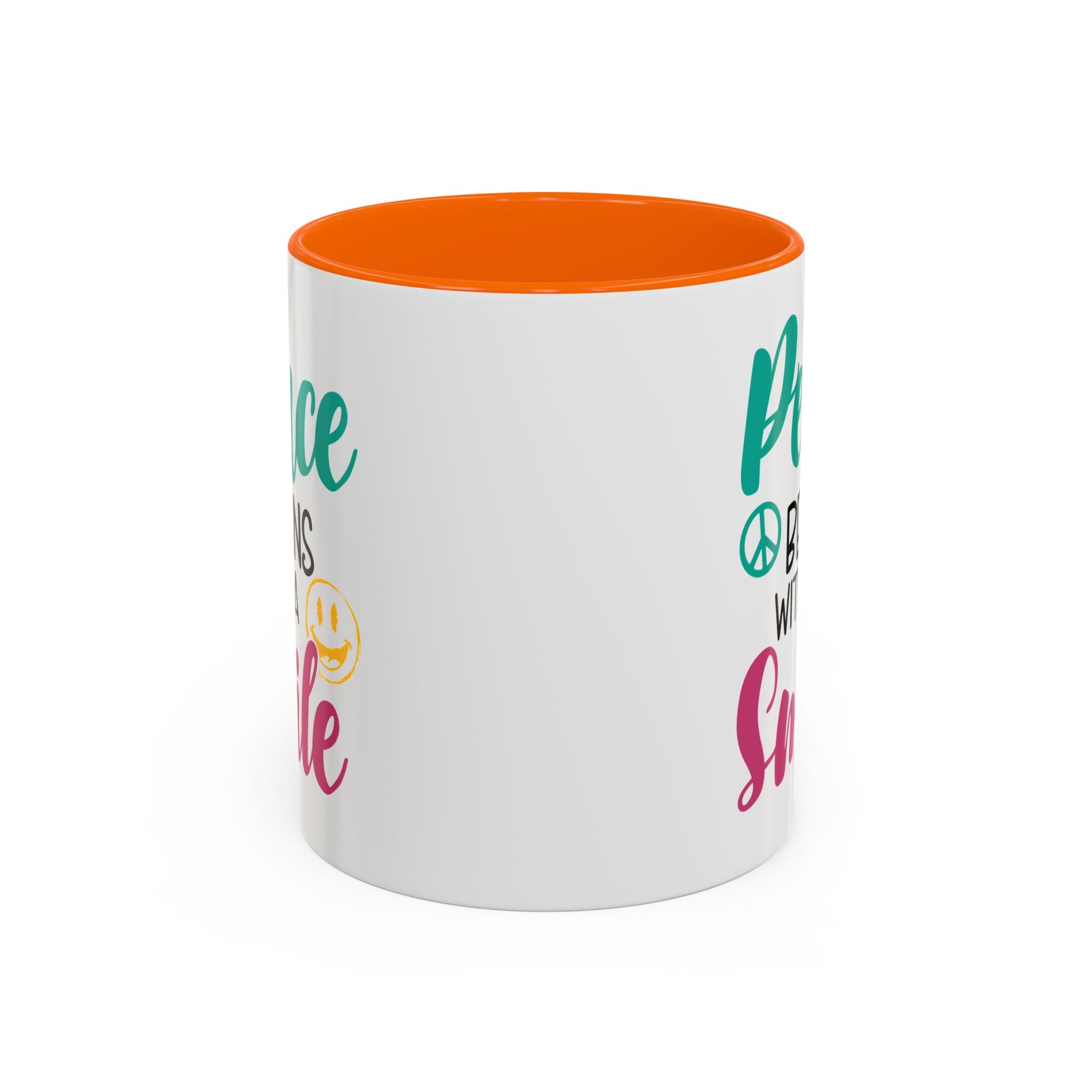 Inspirational Peace Coffee Mug - "Peace Begins with a Smile" - 11oz & 15oz