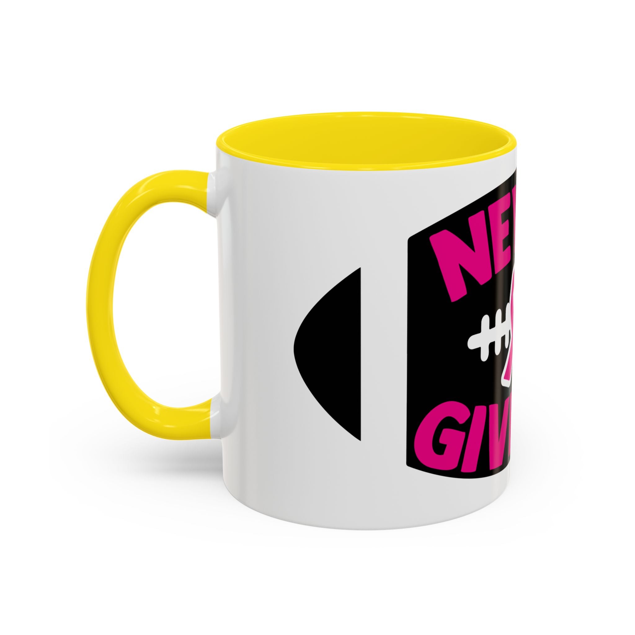 Inspirational Breast Cancer Awareness Coffee Mug - Never Give Up, Motivational Gift, Supportive Keepsake, Home or Office Decor
