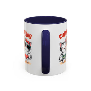 Summer Vibes Cat Coffee Mug - Fun Accent Mug for Cat Lovers