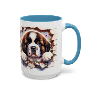 Cute Dog Breakthrough Accent Coffee Mug - Gift for Dog Lovers, Home Decor, Personalized Pet Mug, Puppy Lover's Kitchenware