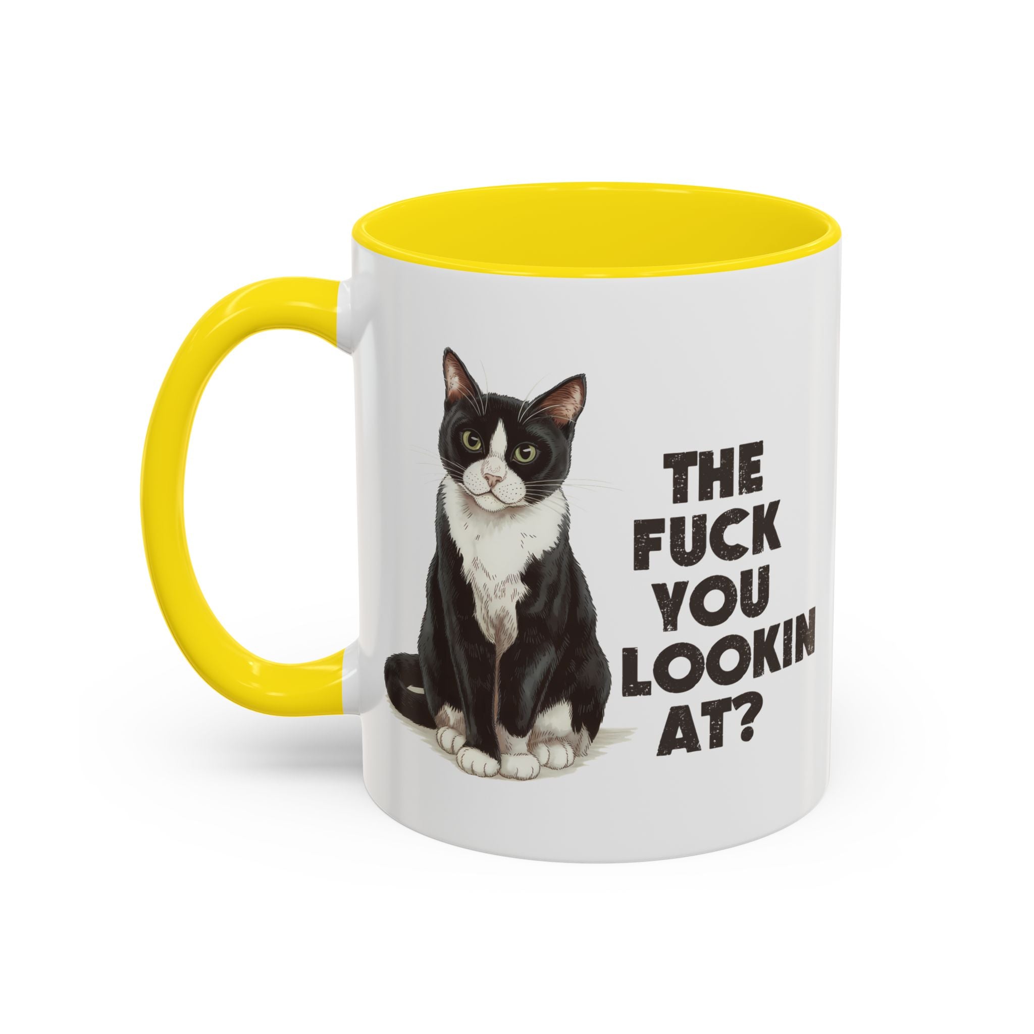 Humorous Cat Accent Coffee Mug - "What You Lookin' At?" 11/15oz attitude and sarcasm