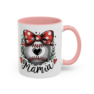 Mama's Accent Coffee Mug | Baseball & Heart Design | Gift for Mom, Mother's Day, Birthday, Coffee Lovers, Baseball Fans