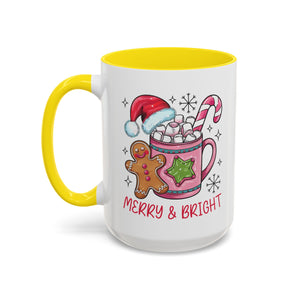 Festive Gingerbread Coffee Mug, Christmas Gift, Holiday Coffee Cup, Merry & Bright Mug, Winter Mug, Hot Chocolate Holder