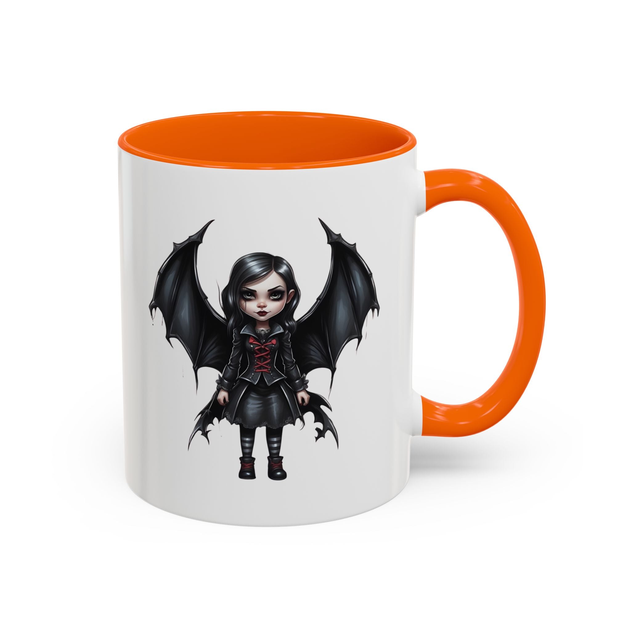 Gothic vampire girl with bat wings horror art Accent Coffee Mug (11, 15oz) vamp18