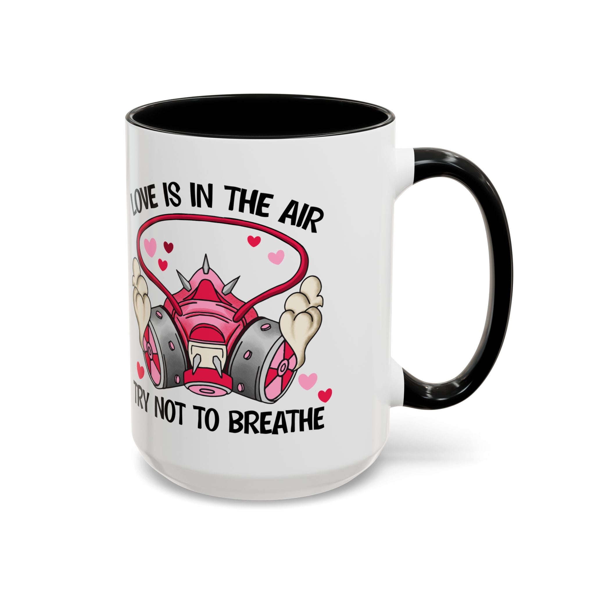 Love Is In The Air Gas Mask Coffee Mug — Funny anti Valentine Gift (11/15oz)