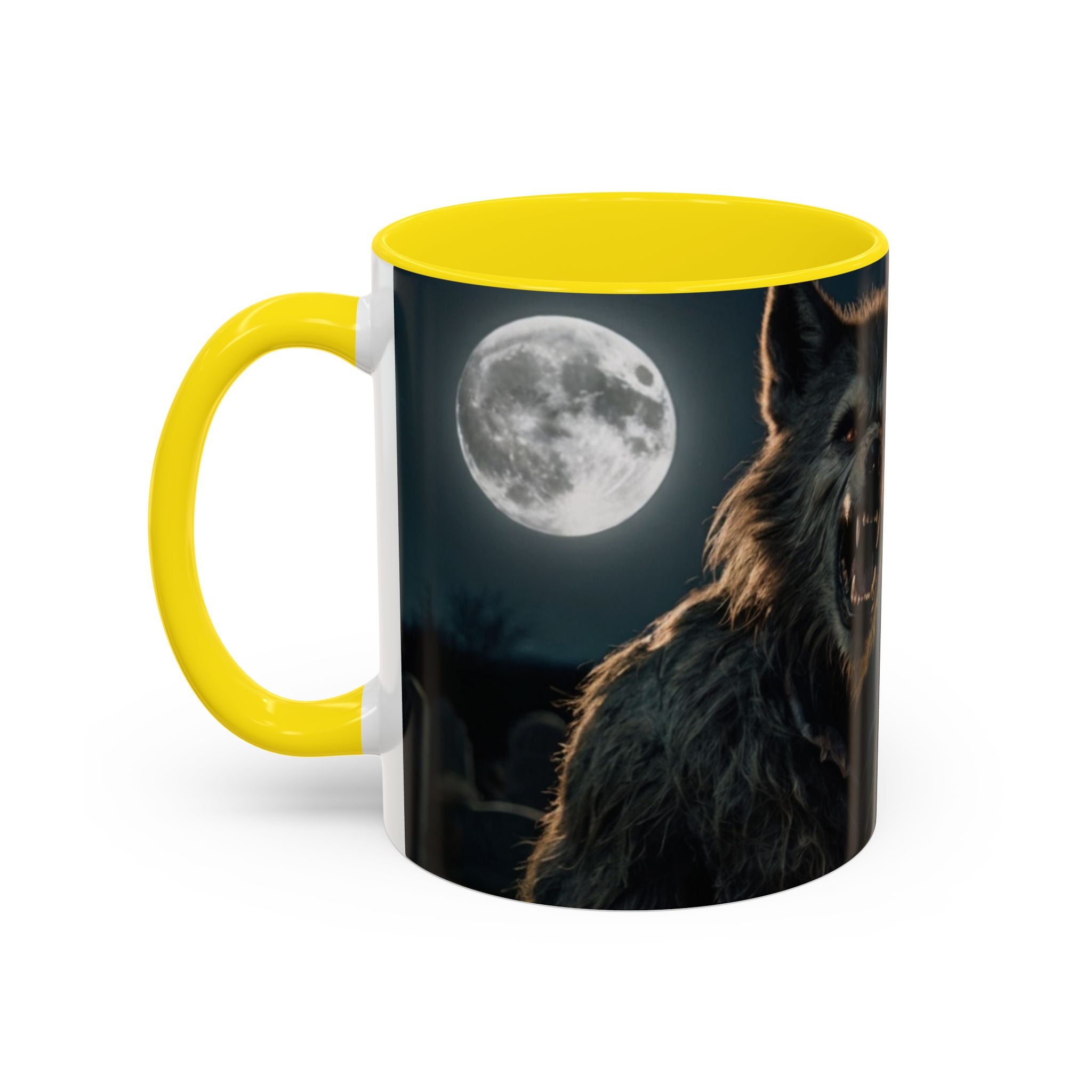 halloween werewolf full moon growl Howling Wolf Accent Coffee Mug - 11 & 15oz