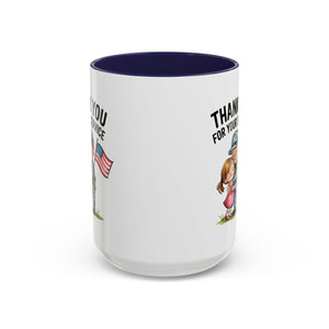 Thank You for Your Service Coffee Mug - 11oz & 15oz Accent Mugs for Veterans Appreciation