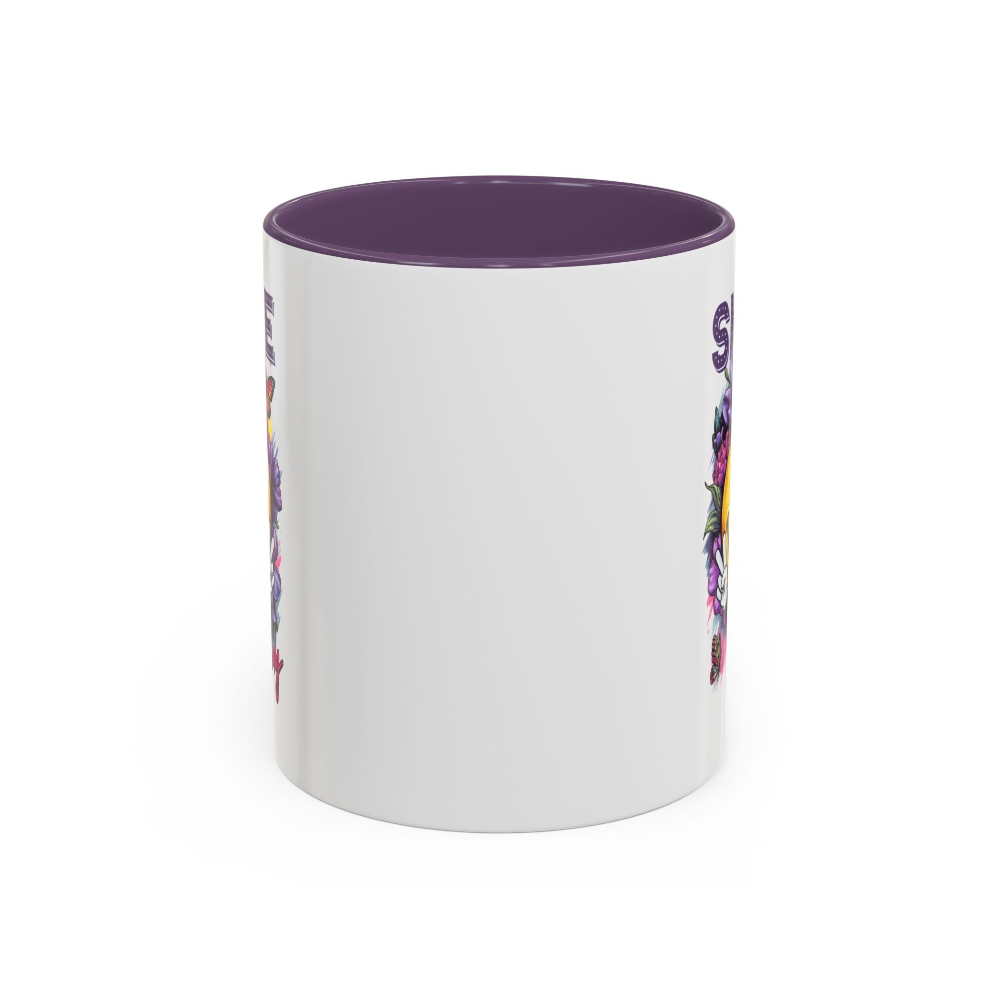 Smile Stay Accent Coffee Mug - Vibrant Floral Design for Positive Vibes