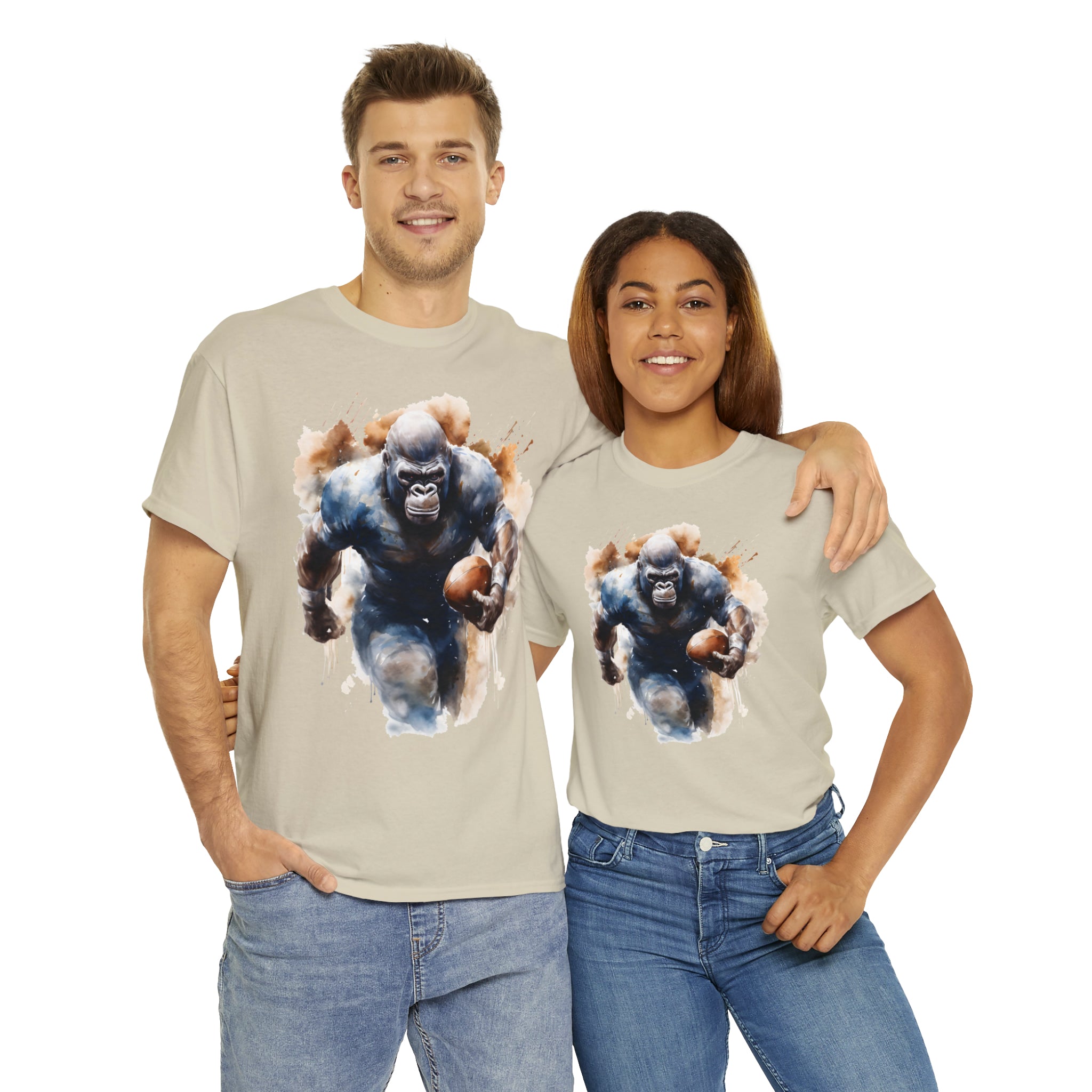 funny Football gorilla t shirt gift Unisex Heavy Cotton Tee