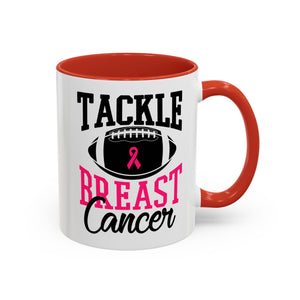 Tackle Breast Cancer Coffee Mug, Supportive Gift for Football Fans, Awareness Mug, Cheer Team Spirit, Fundraiser Drinkware