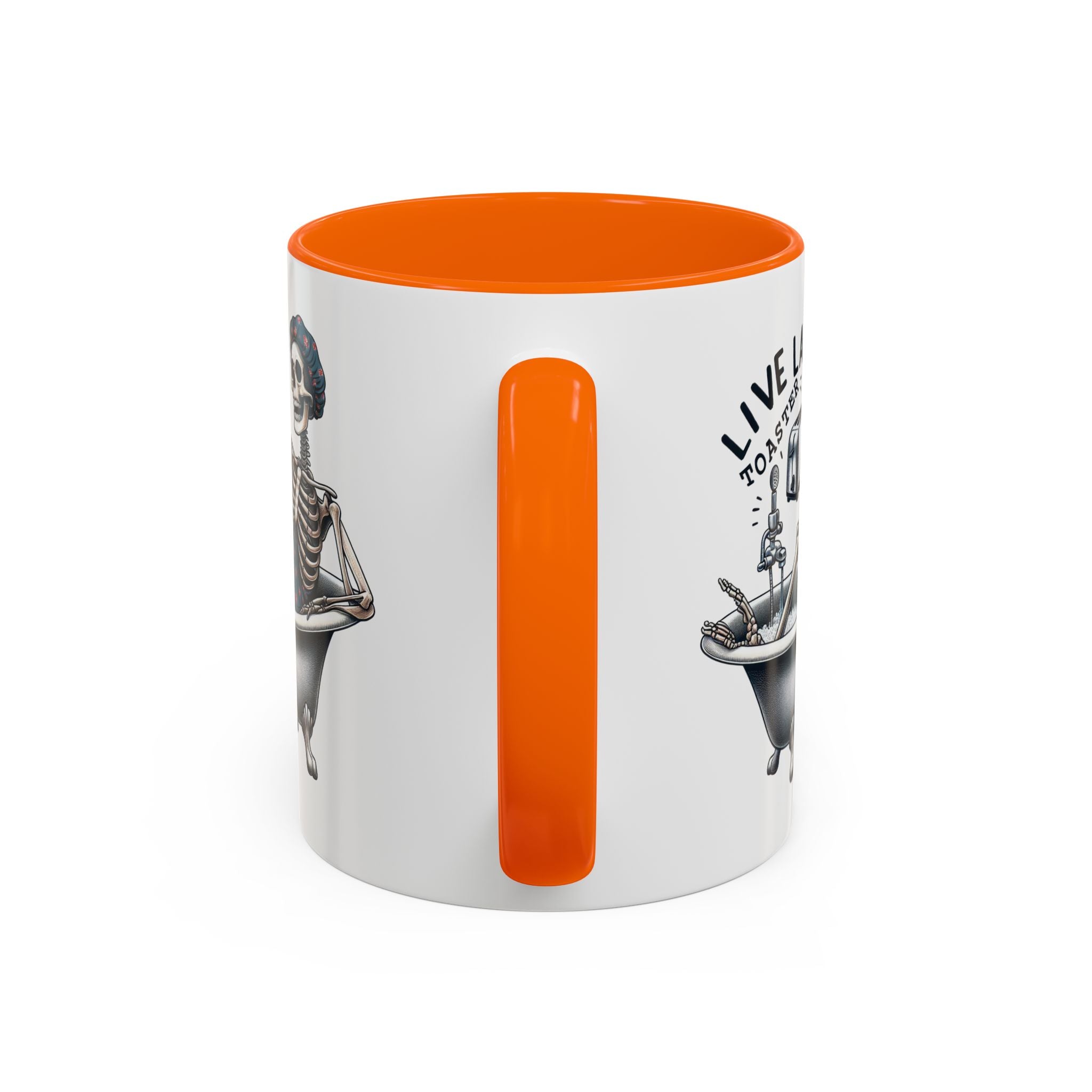 Skeleton Bath Time Coffee Mug, Live Laugh Roast & Relax Skeleton Mug, Funny Gift for Halloween, Quirky Kitchen Decor, Unique Coffee Cup
