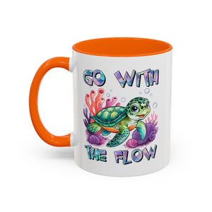 Ocean-Inspired Accent Coffee Mug - 'Go With The Flow' Design turtle