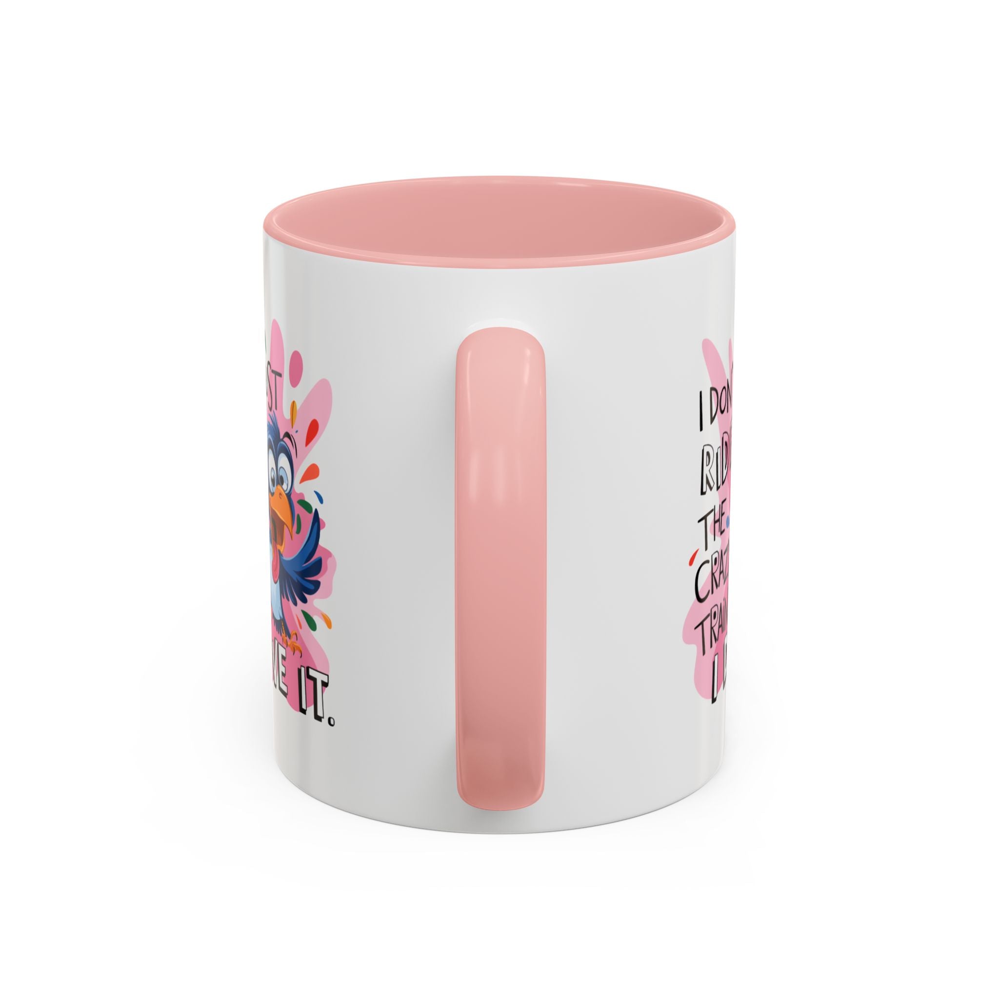 Funny attitude Travel Mug - "I Don't Just Ride the Crazy Train, I Drive It" - Colorful Bird Design