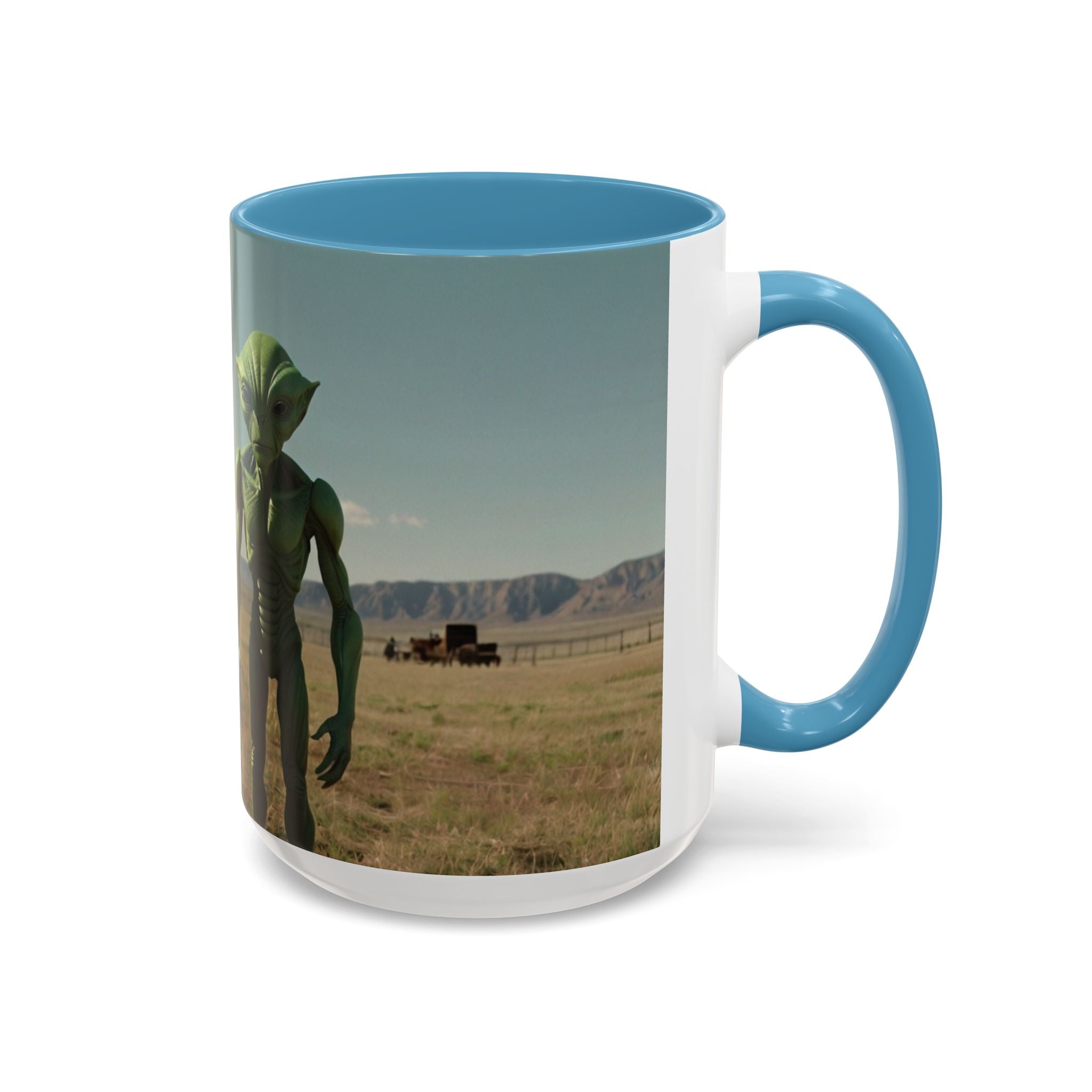 Alien Encounter Accent Coffee Mug – Sci‑Fi UFO Extraterrestrial Design (11/15oz)