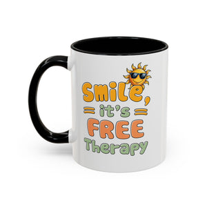 Smile It's Free Therapy Coffee Mug - Fun & Cheerful Accent Mugs for Brightening Your Day