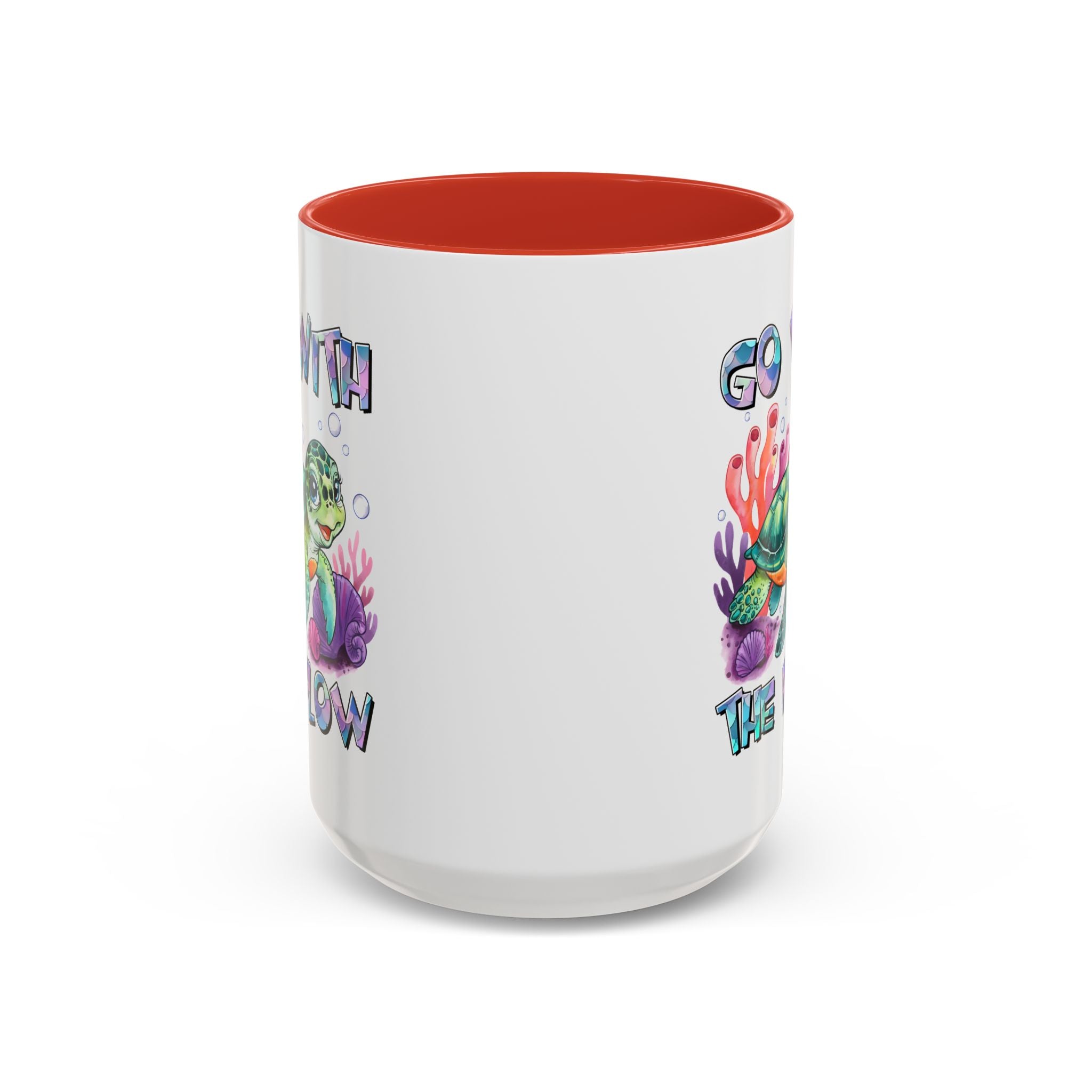 Ocean-Inspired Accent Coffee Mug - 'Go With The Flow' Design turtle
